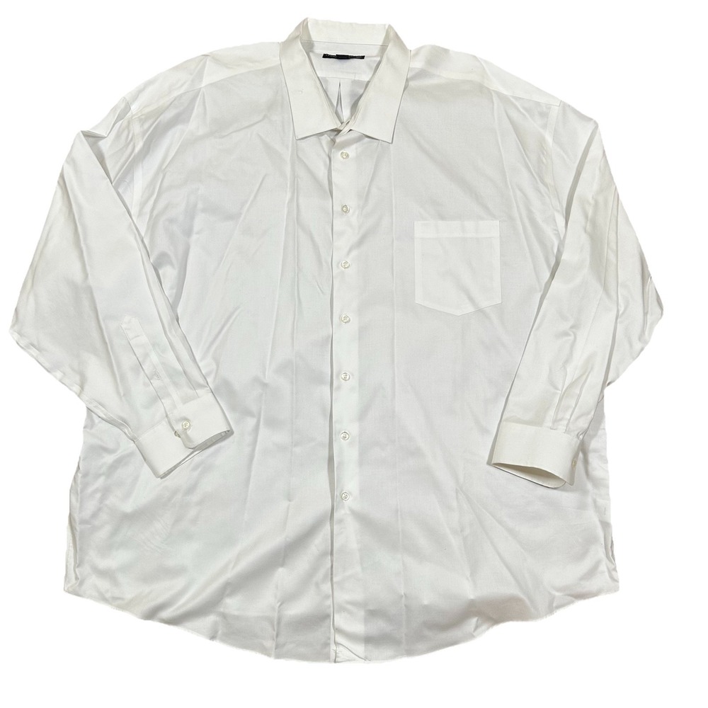 Pronto Uomo Dress Shirt Mens 22 38/39 Tall Button Non Iron Slim Fit 100%‎ Cotton